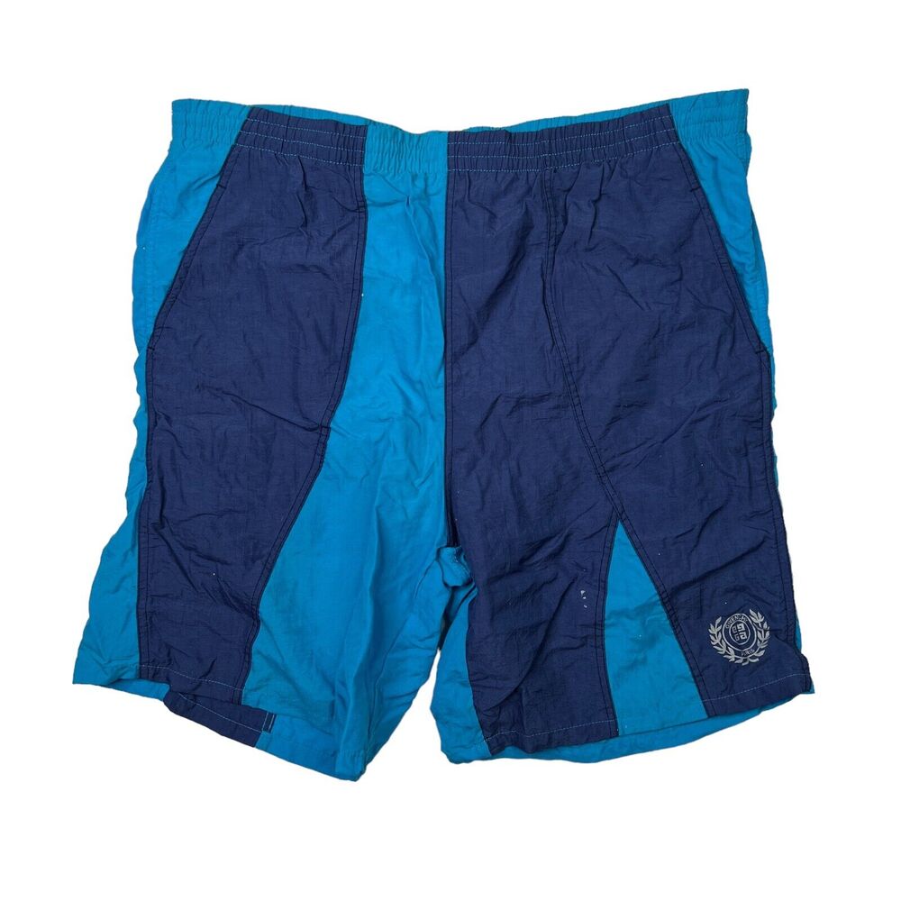 Givenchy VTG 90s Colorblock Mesh Lined Swim Trunks FLAW Blue Mens M Medium